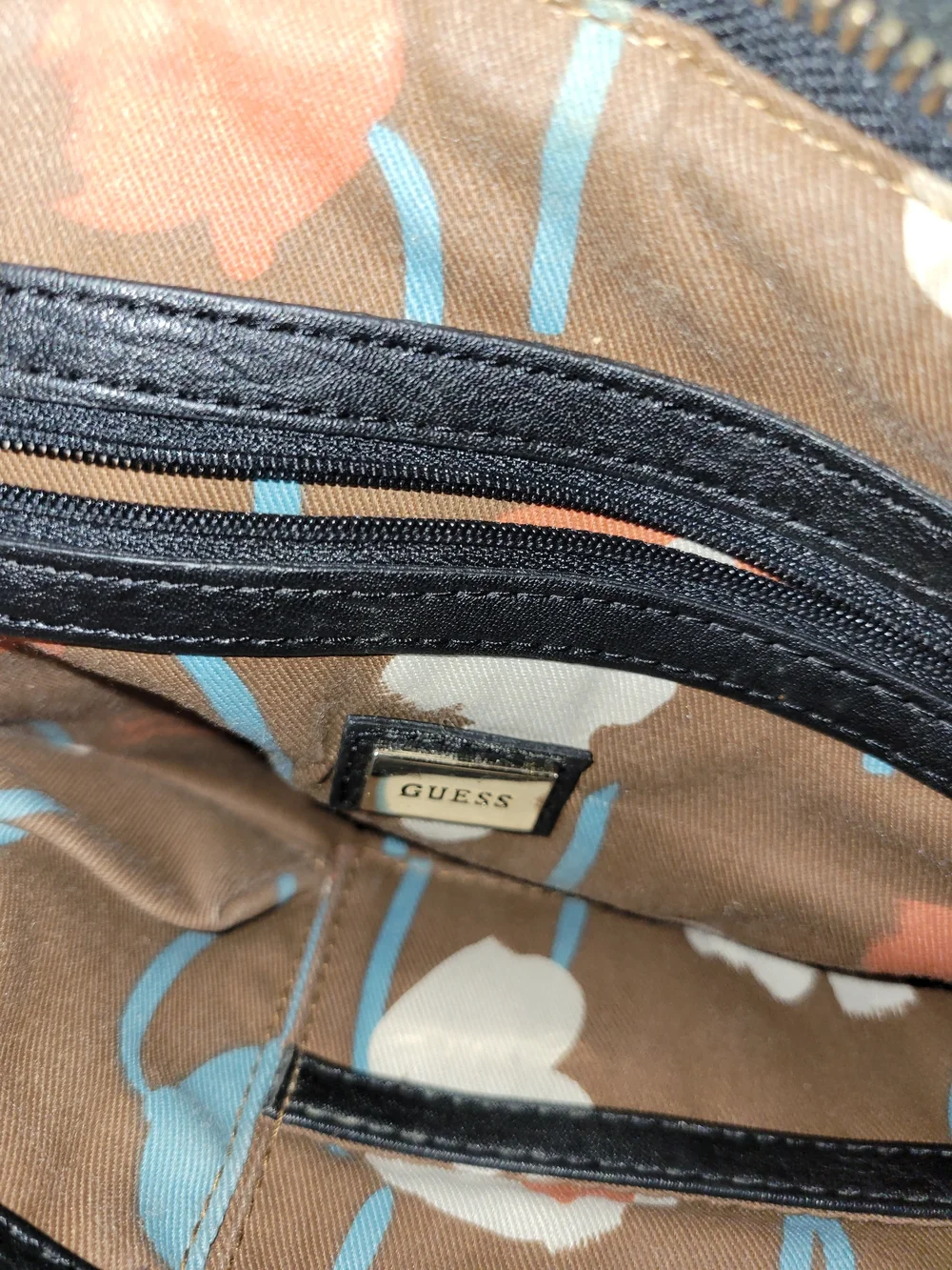 Guess Women's Black Woven Tote Bag with Gold Logo